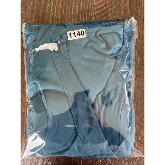 Bridesmaid Ruffle Maxi Dress Azazie Women A12 Teal Blue Formal Romantic Wedding - Picture 12 of 12